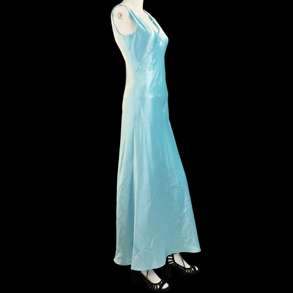 Vince V-neck Maxi Slip Dress Light Lagoon Beautiful Crinkle Satin Finish!